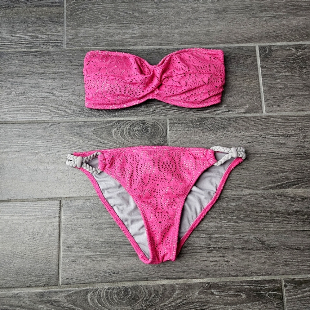 Endless Sun Pink and Gray Two Piece Bikini - Size Medium